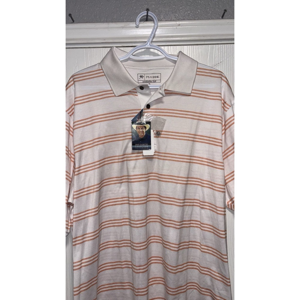 Jos A Bank Short Sleeve Polo Shirt Size XL White  Leadbetter Golf Button New